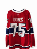 Jakub Dobes #75 –  Fanatics Premium Chandail home autographié avec inscription "first win"– COA