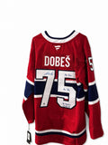 Jakub Dobes #75 –  Fanatics Premium Chandail home autographié avec triple inscriptions – COA