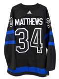 Auston Matthews #34 – Chandail noir alternatif des Maple Leafs de Toronto autographié – Adidas Authentic – COA Fanatics