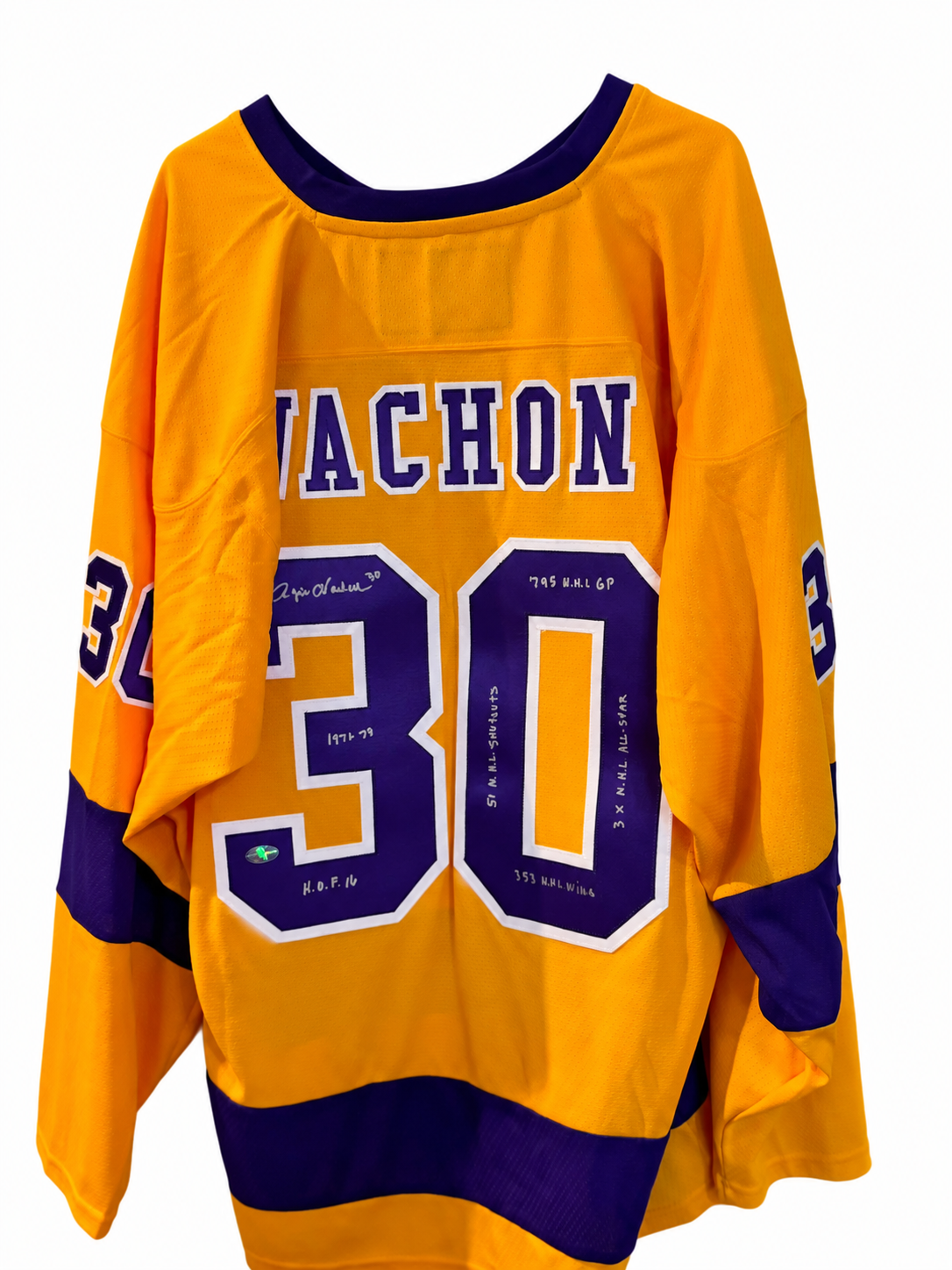 Rogatien Vachon #30 – Chandail Fanatics Breakaway autographié avec multiple inscriptions – Sportauthentix COA