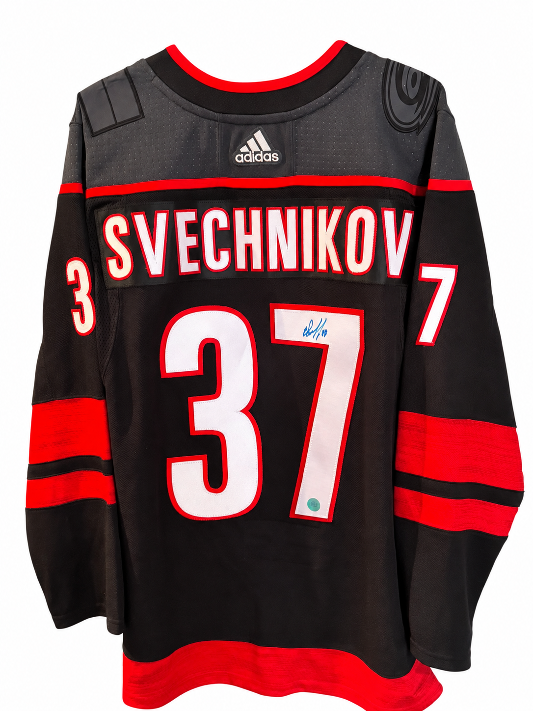 Andrei Svechnikov #37 – Chandail Adidas (Black) autographié – AJ Sports COA