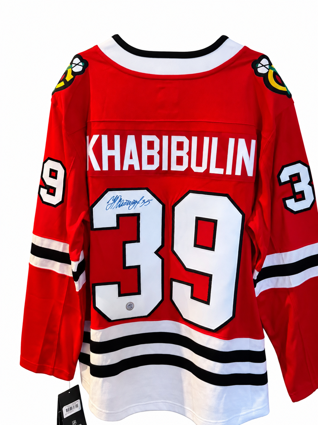 Nikolai Khabibulin #39 – Chandail Fanatics Breakaway autographié – AJ Sports COA