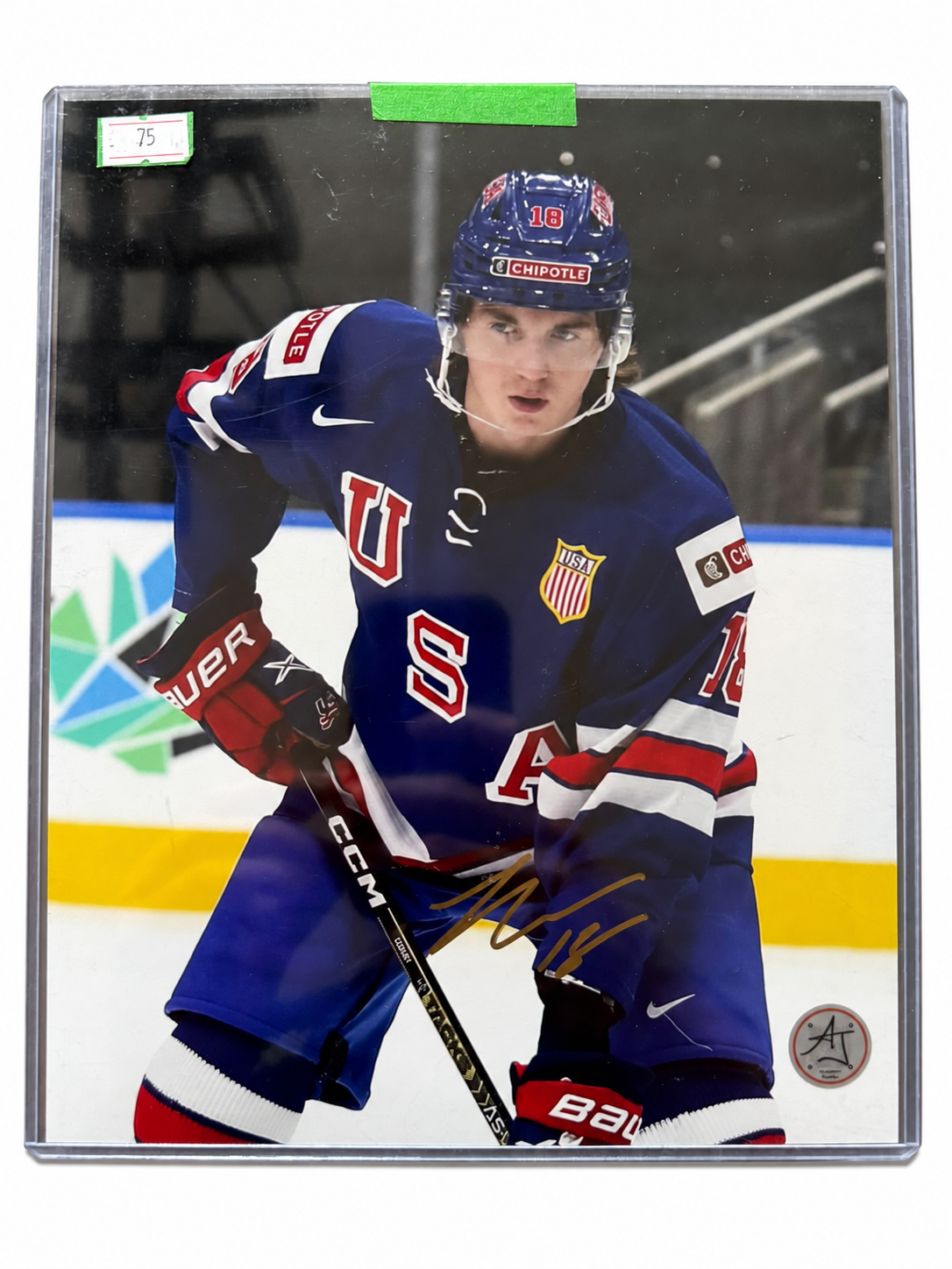Logan Cooley – Photo 8x10 « Team USA Junior » autographiée – COA