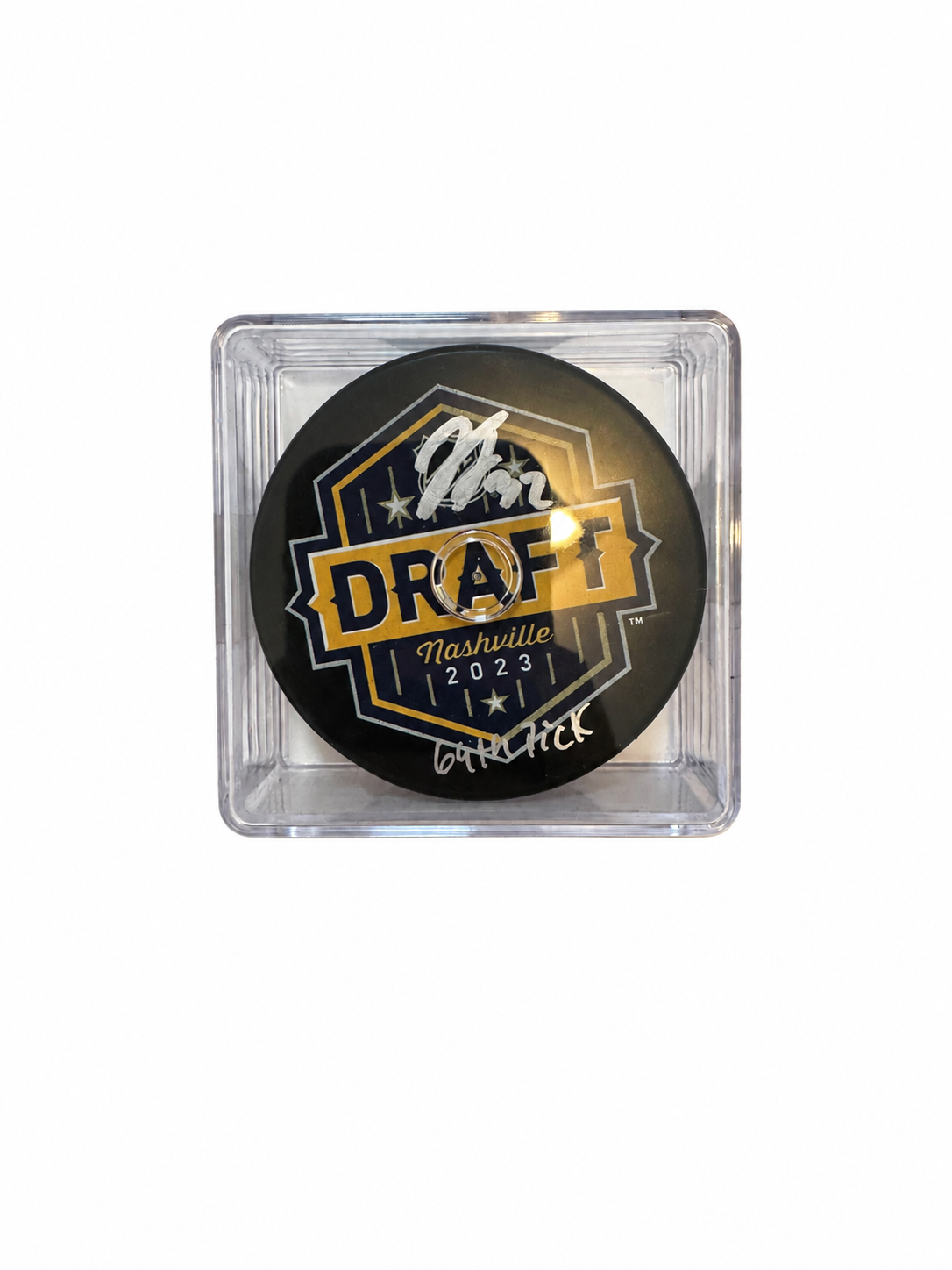 Jacob Fowler – Rondelle « Draft Puck » autographiée avec inscription « 62th Pick » – COA
