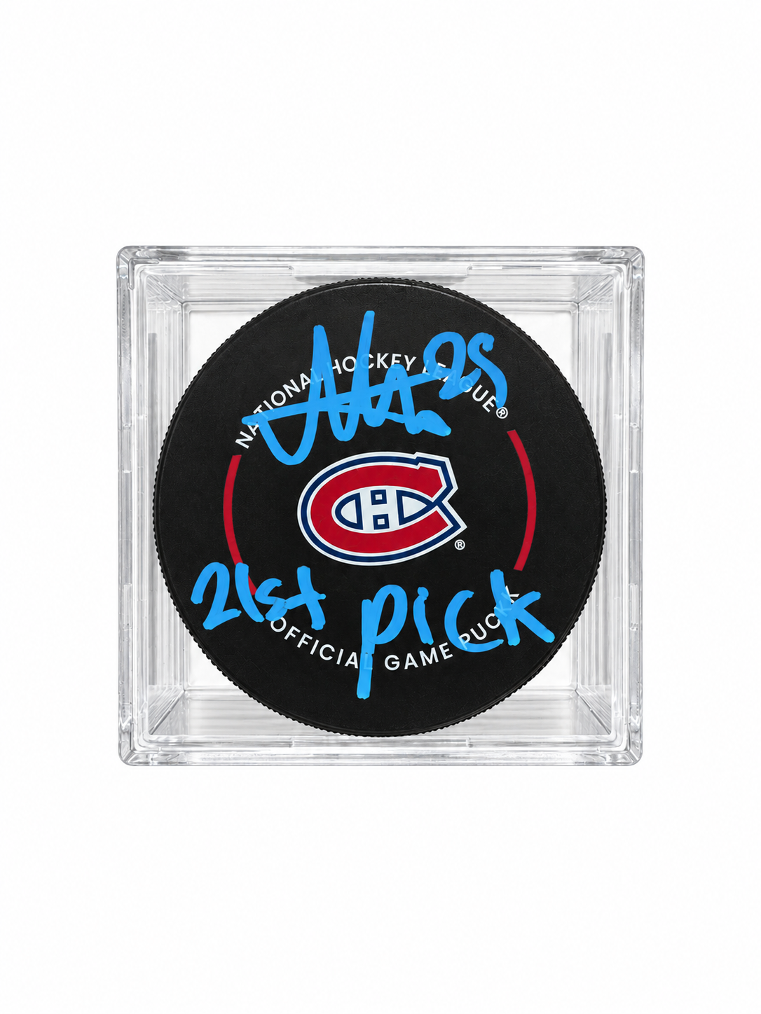 Michael Hage – Autographed "Official Puck" with "21st Pick" inscription – COA