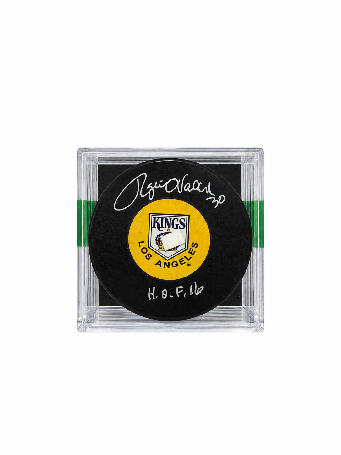 Rogatien Vachon – Autographed puck with inscription – COA