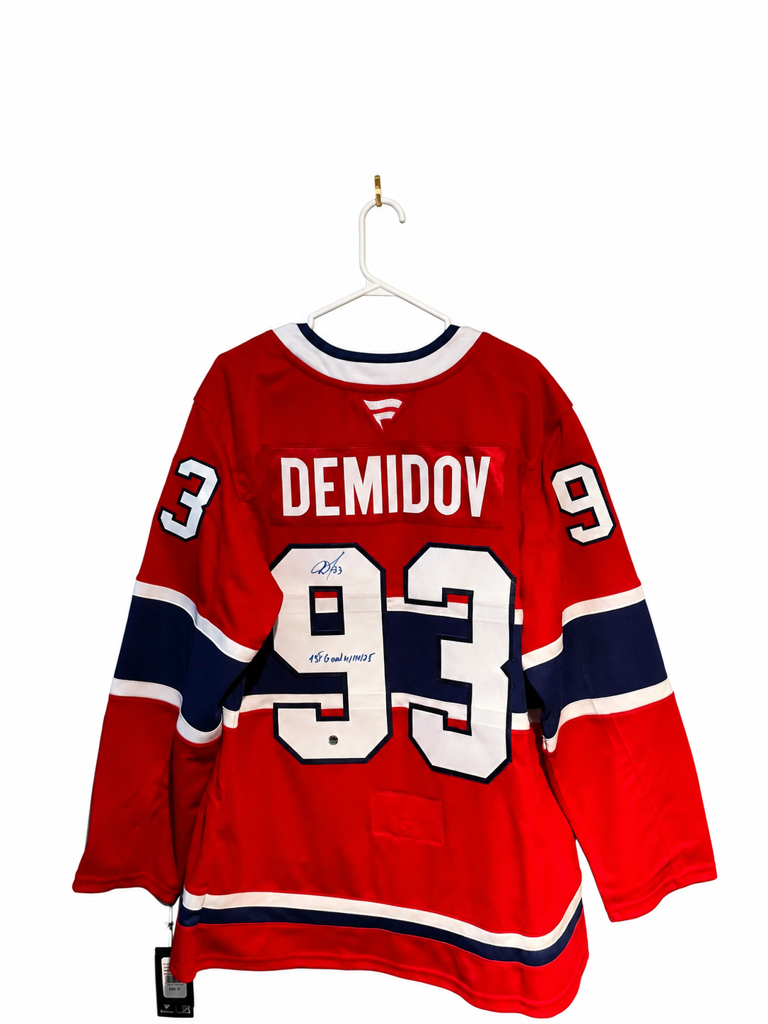 Ivan Demidov #93- Fanatics Premium Chandail domicile autographié- inscription "first goal"